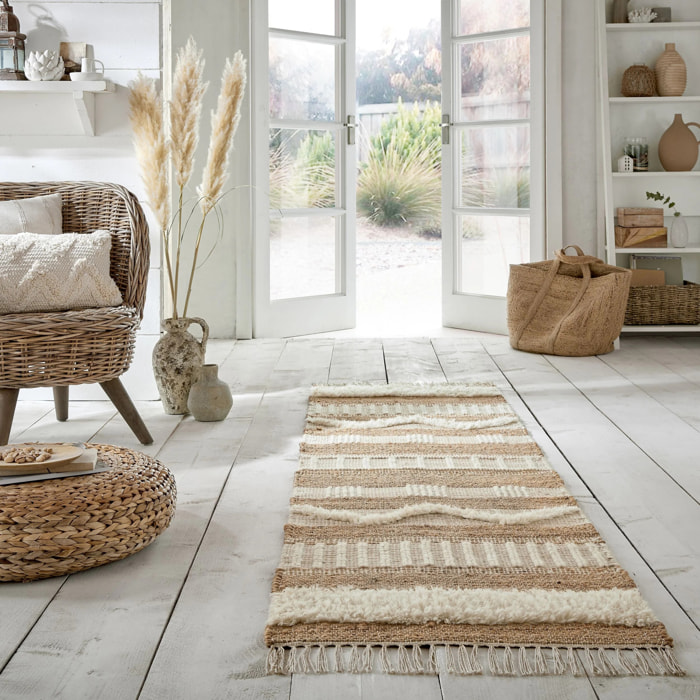 Tapis en jute de couloir MEDINA Ivoire