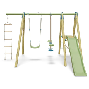 Balançoire en bois poutre métal 1,90 m, 5 enfants, Techwood OREKA 2