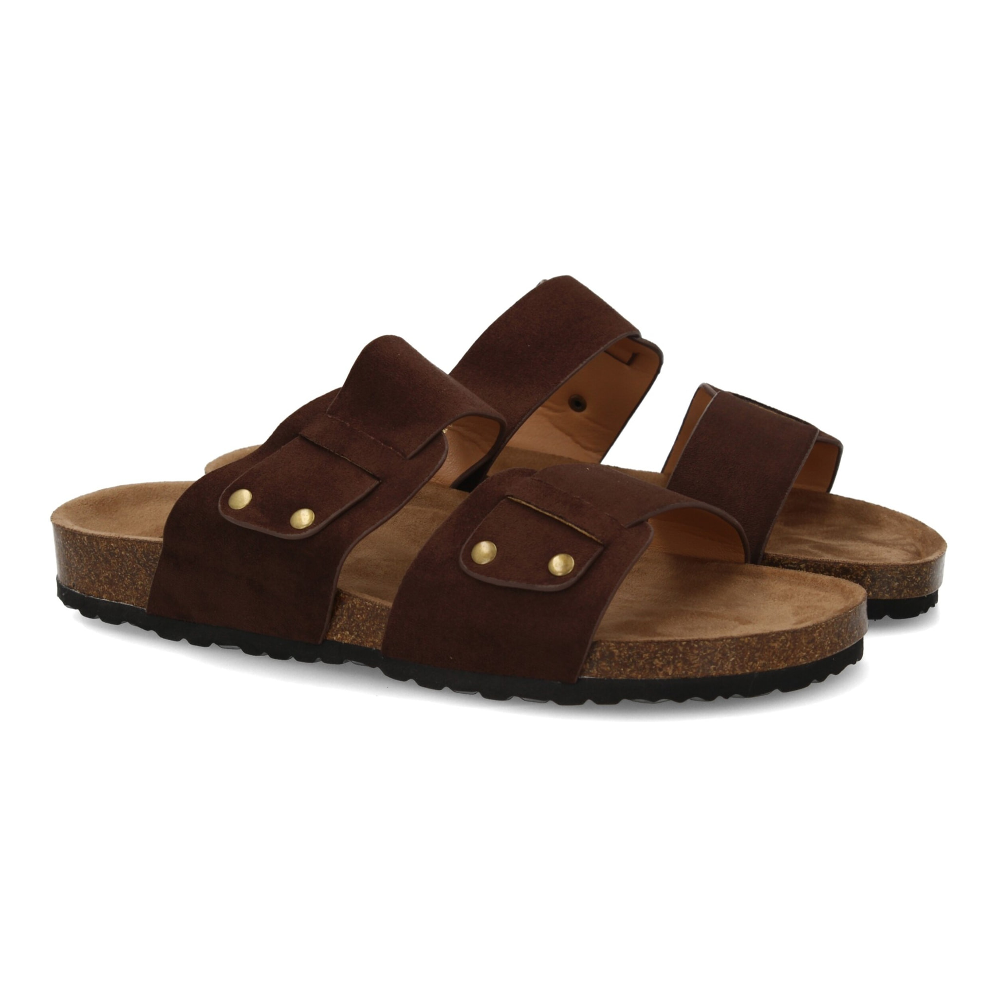 Sandalia para hombre con doble tira y tachuelas.