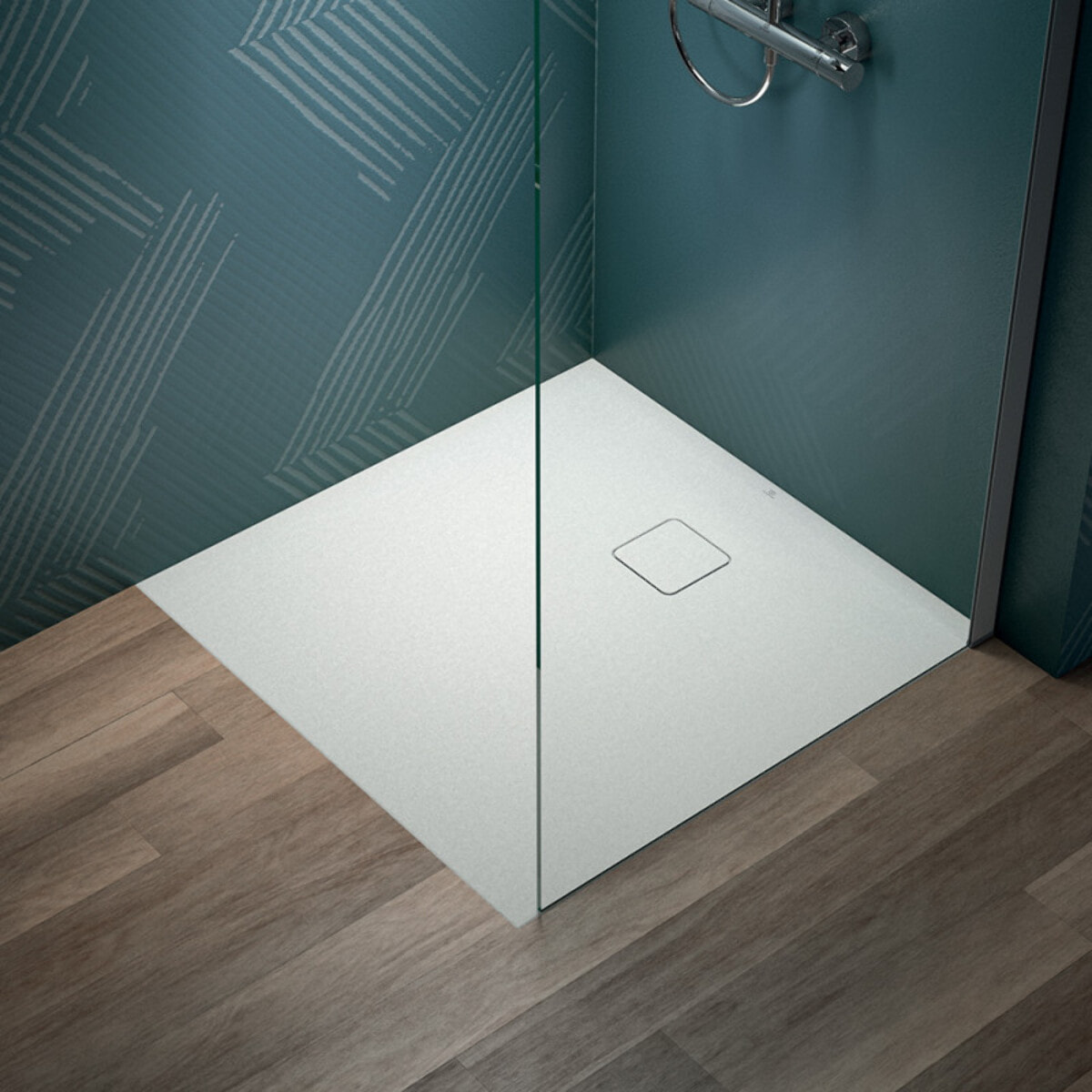 Receveur de douche antidérapant Ultra Flat Evo recoupable avec bonde longueur 90 x 90