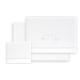 Triptico Coche Franela Don Algodon Baby Lazo Bco/Rosa