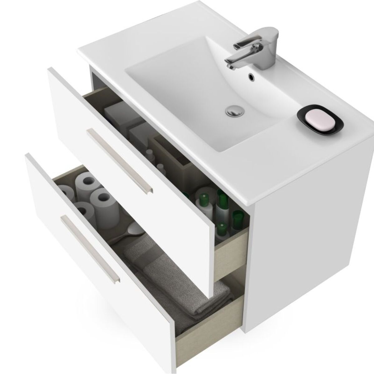 Pack de baño con lavabo cerámico Feel S Blanco Brillo