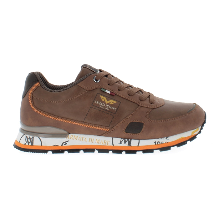 Armata di Mare Scarpe Uomo Sneakers Vintage Running con Soletta Rimovibile in Memory Foam AMU W24N619 Cognac