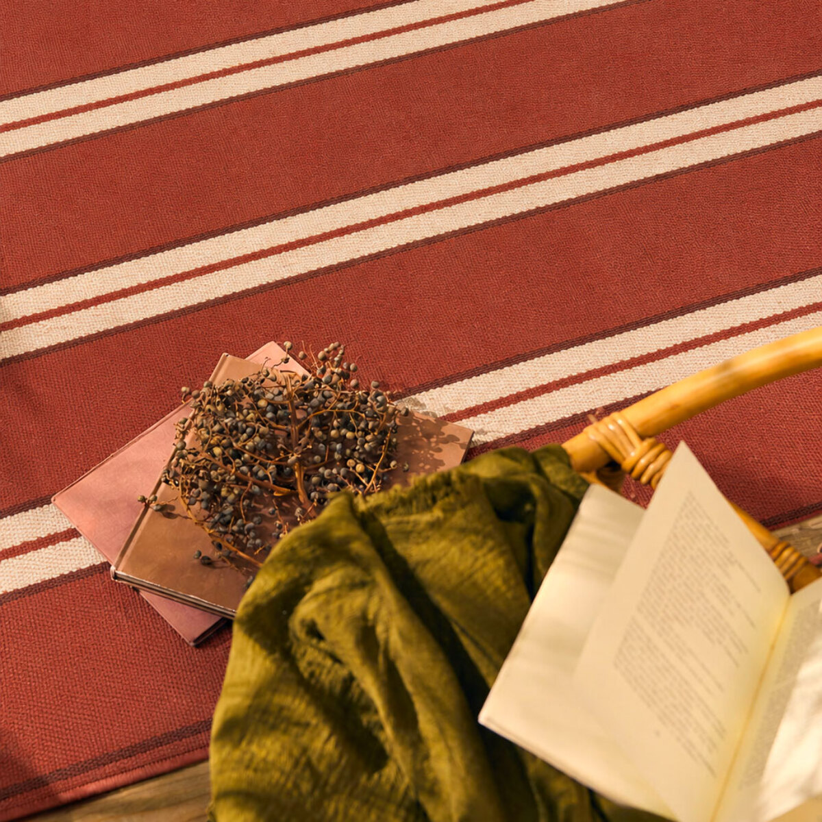 LIDO - Tapis intérieur/extérieur à rayures marron