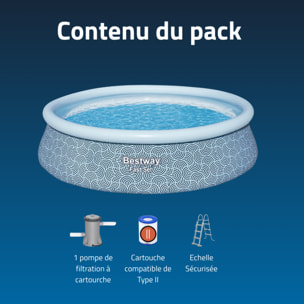 Bestway Piscine autoportante Ronde Fast Set Décor géométrique 457 x 107 cm