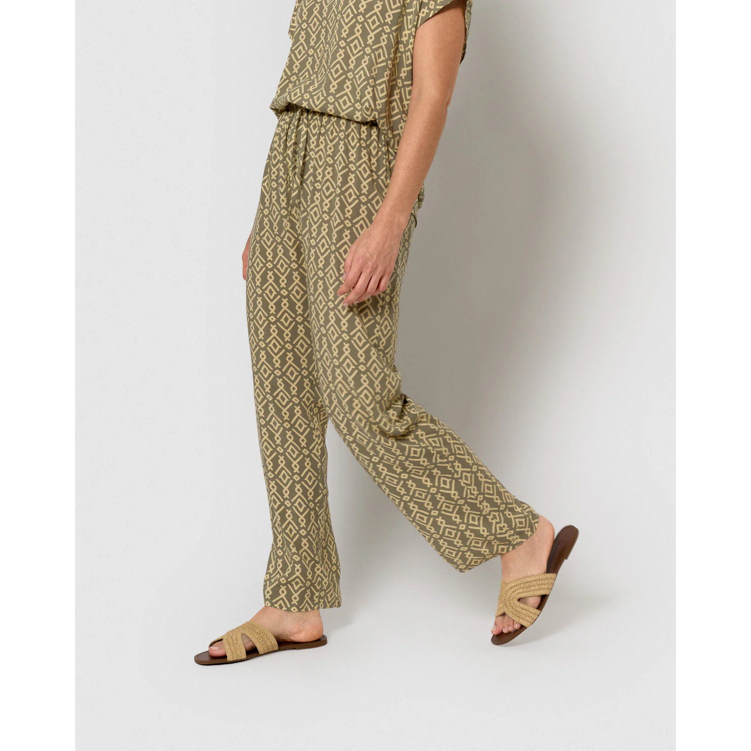 Pantalón viscosa rubio verde