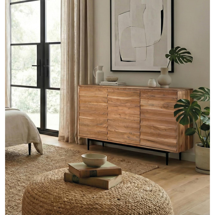 Aparador de Madera Maciza de Acacia Estilo Rústico Moderno