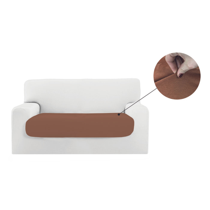 Copridivano Copriseduta Sofà Elasticizzato Smile Tinta Unita Marrone