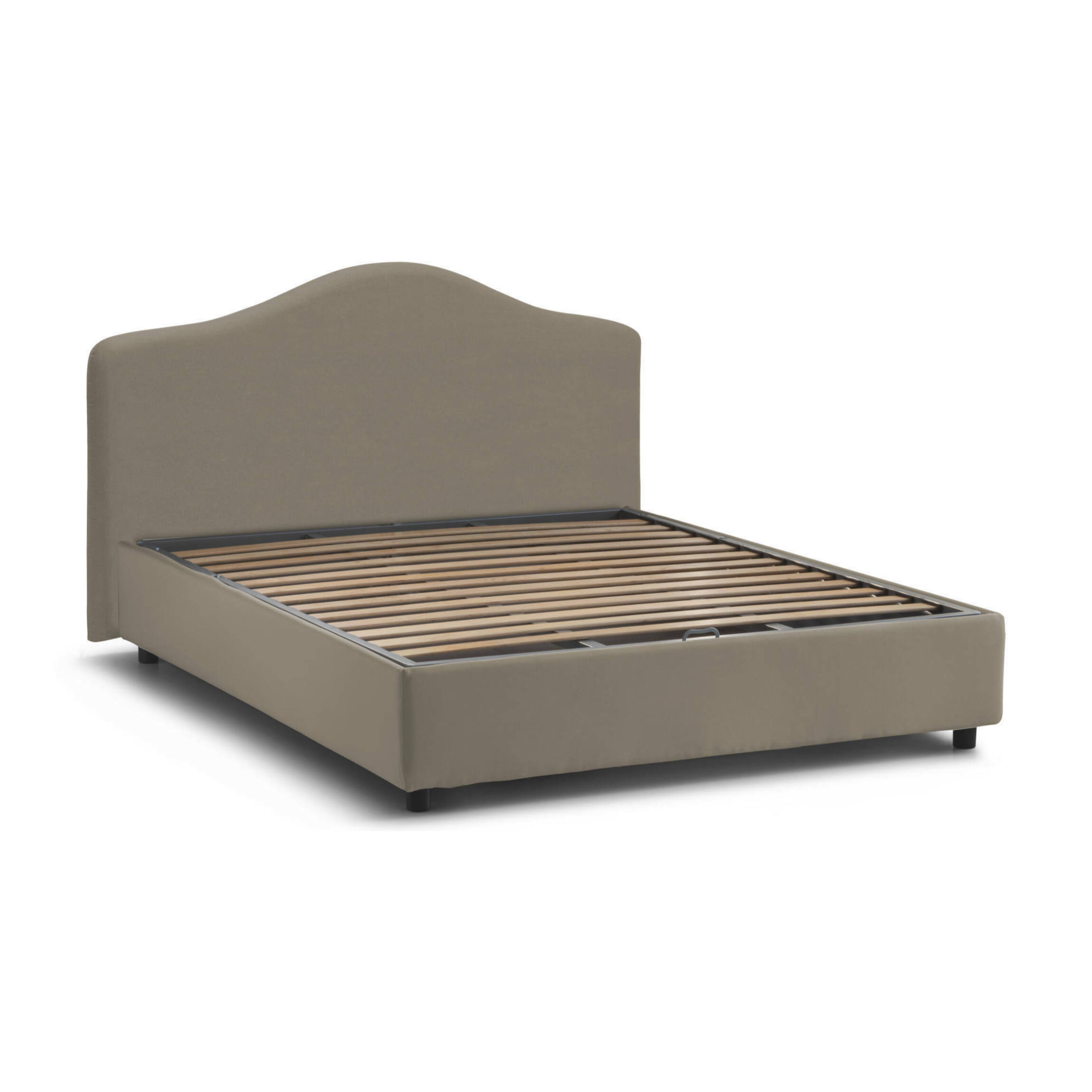 Letto matrimoniale Verdite, Letto contenitore con rivestimento in tessuto, 100% Made in Italy, Apertura frontale, con materasso Cm 160x200 incluso, Tortora