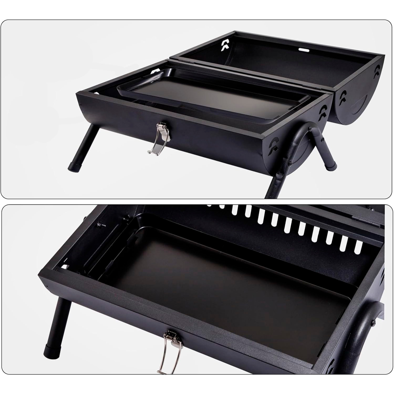 Barbacoa de carbón con chimenea, asa, 2 bandejas de grill y 2 bandejas de horno.