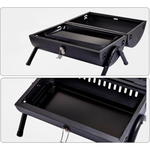 Barbacoa de carbón con chimenea, asa, 2 bandejas de grill y 2 bandejas de horno.