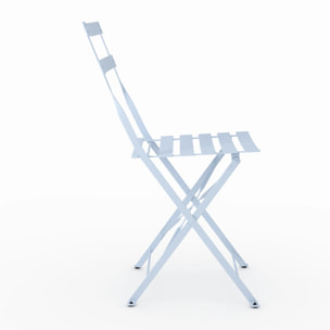 Lot de 2 chaises de jardin en métal bleu pastel, pliantes - Kayla