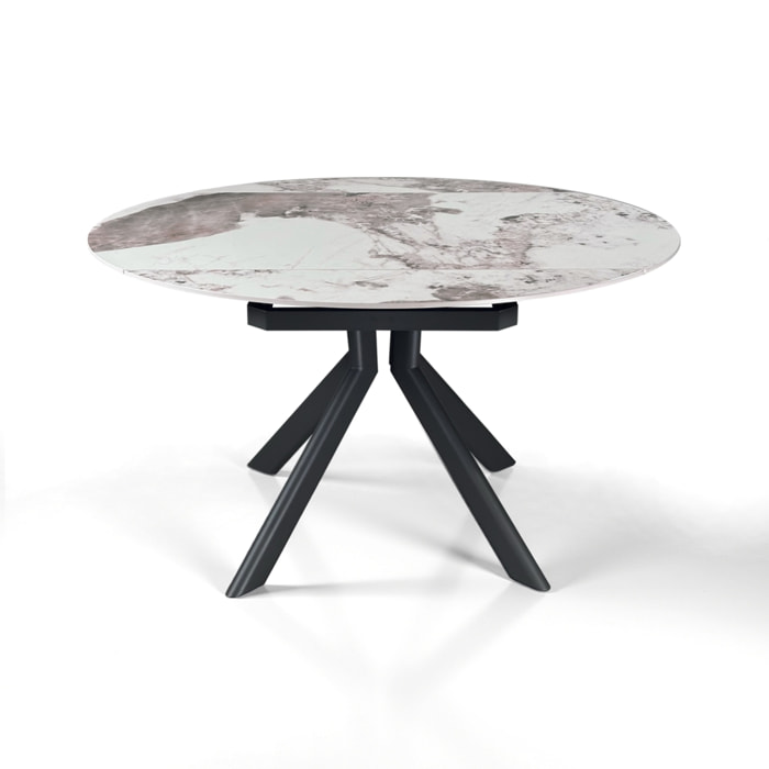Table à manger extensible Tomasucci TAAK, en céramique, marbre onyx, gris Ø 135 135 x 85 cm