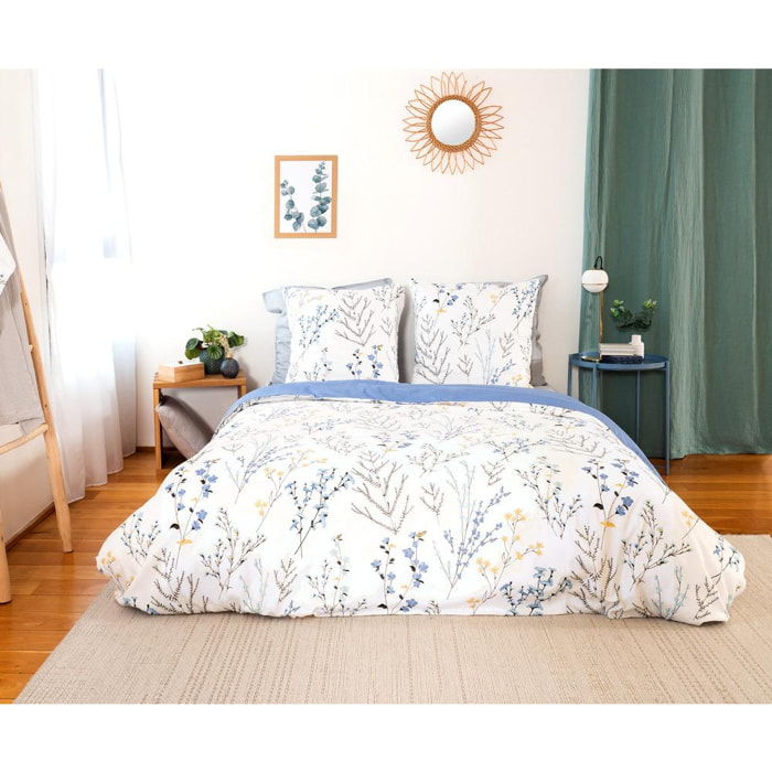 Parure housse de couette satin de coton 78fils FANILLE Blanc