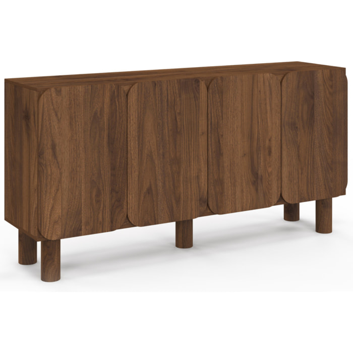 Buffet Miranda 4 portes effet noyer 160cm