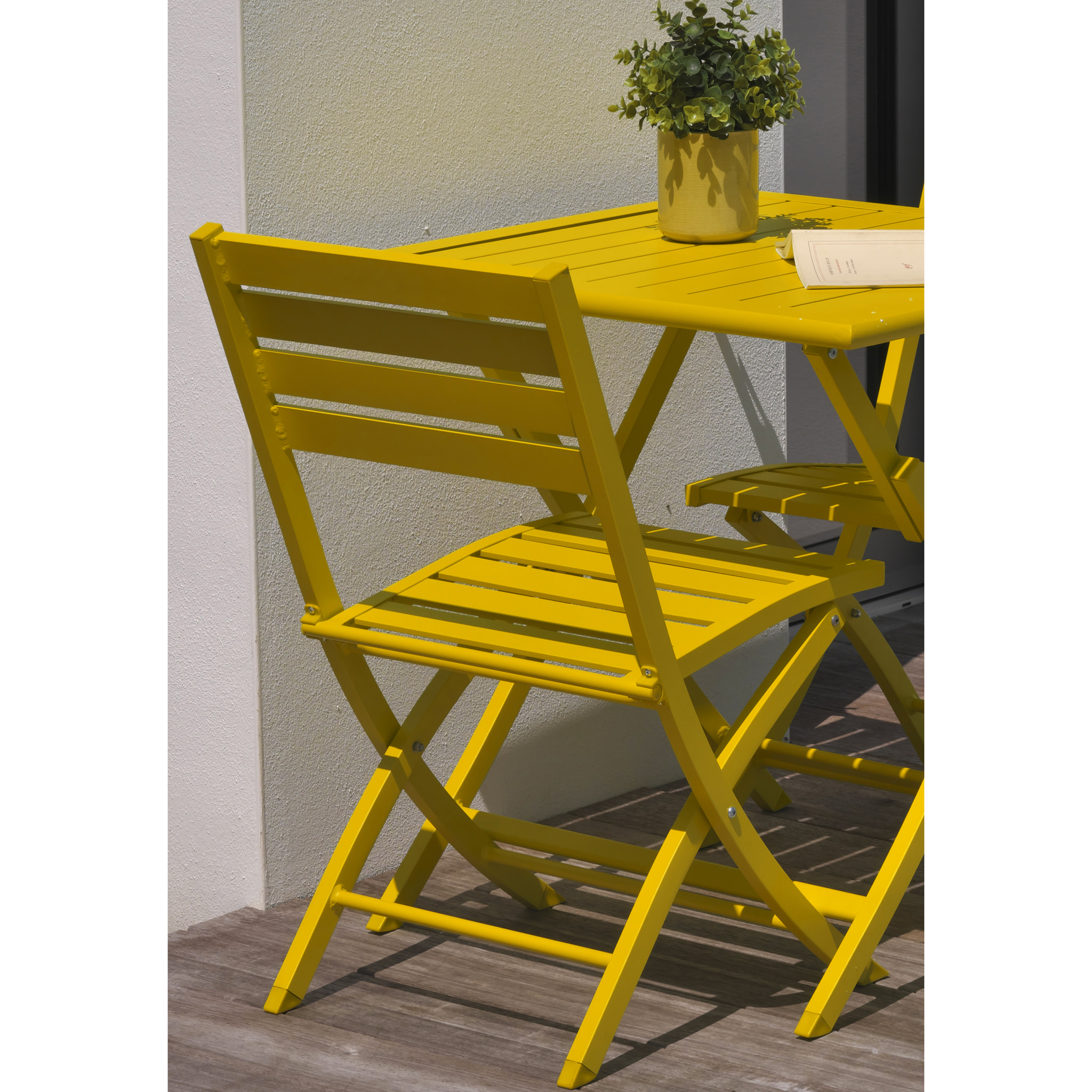 MARIUS - Lot de 2 chaises de jardin en aluminium moutarde