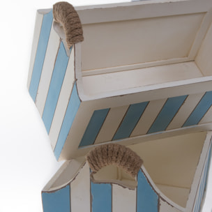 Set Di 2 Cassette In Legno Con Manici. Misure 48X26X34 Cm - Pezzi 1 - 48X34X26,5cm - Colore: Blu - Bianchi Dino - Marina, Decori Tema Marino