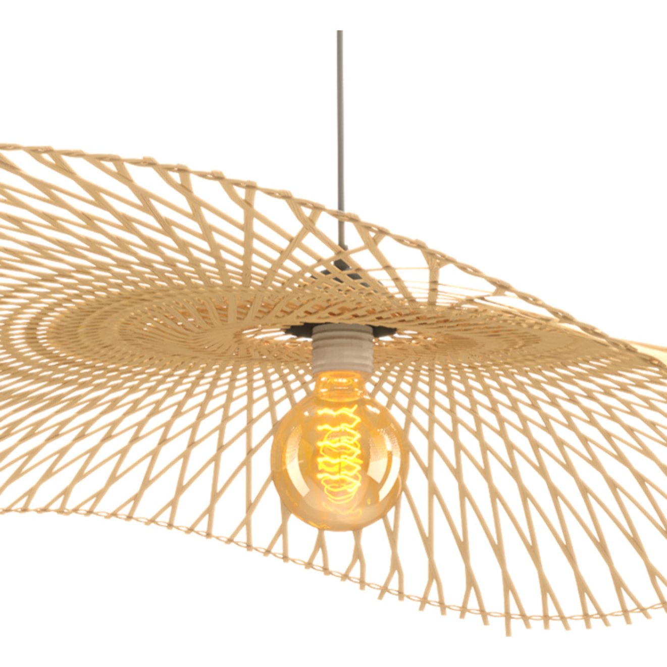 Suspension D100 cm en bambou avec fil noir - Jipi