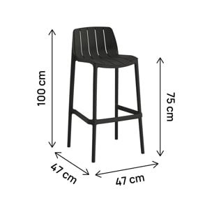 Lot de 2 chaises hautes de jardin empilable "Vaena" - Noir