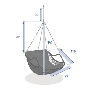 Fauteuil œuf suspendu "Gibraltar" ardoise en acier traité en epoxy