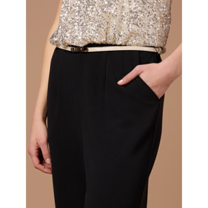 Oltre - Mono bimaterial con top de lentejuelas - Negro