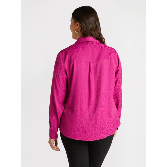 Fiorella Rubino - Camisa jacquard estampado animal - Fuchsia