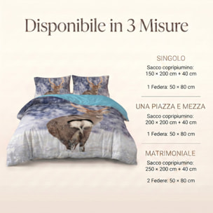 Parure Copripiumino in 100% Cotone con Federe Coordinate, Morbida e Traspirante, Certificata OEKO-TEX, Fantasie Moderne per Camera da Letto
