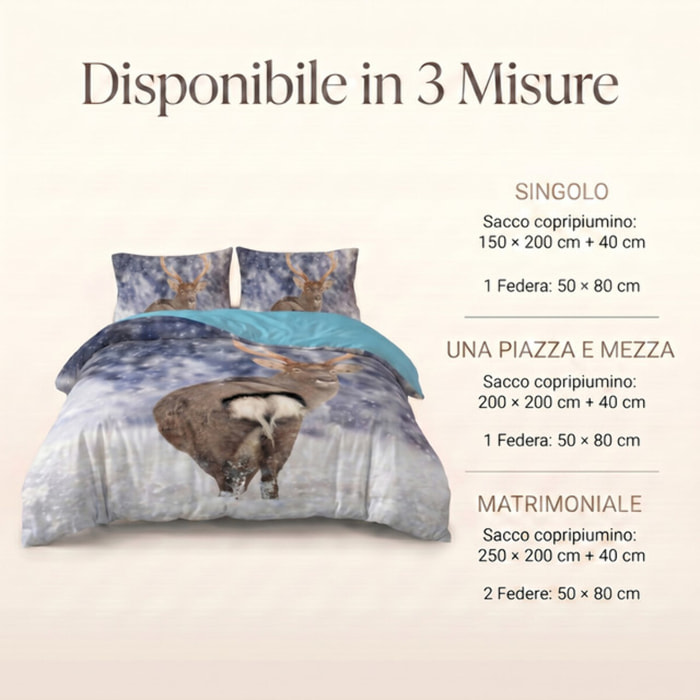 Parure Copripiumino in 100% Cotone con Federe Coordinate, Morbida e Traspirante, Certificata OEKO-TEX, Fantasie Moderne per Camera da Letto