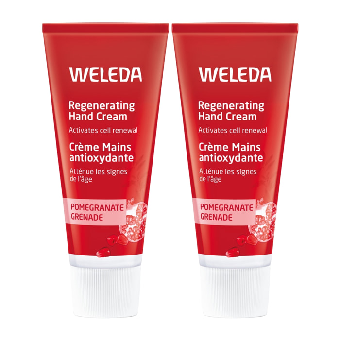 WELEDA - Duo Crème Mains antioxydante à la Grenade - Active le renouvellement cellulaire, action anti-oxydante - Vegan*- Certifié Natrue**- 50 ml  x 2