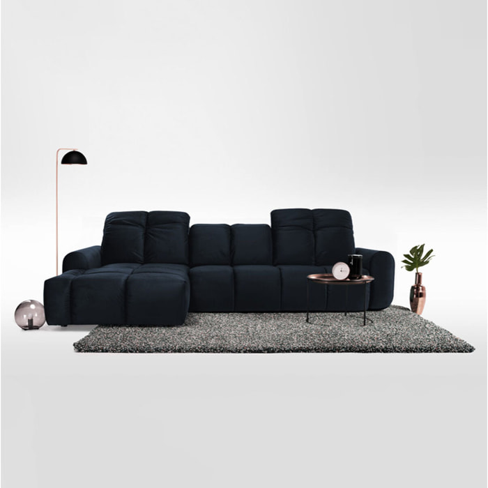 Canapé d'Angle Gauche Velours Anacapri, 3 Places, Repose-têtes Ajustables, Style Contemporain