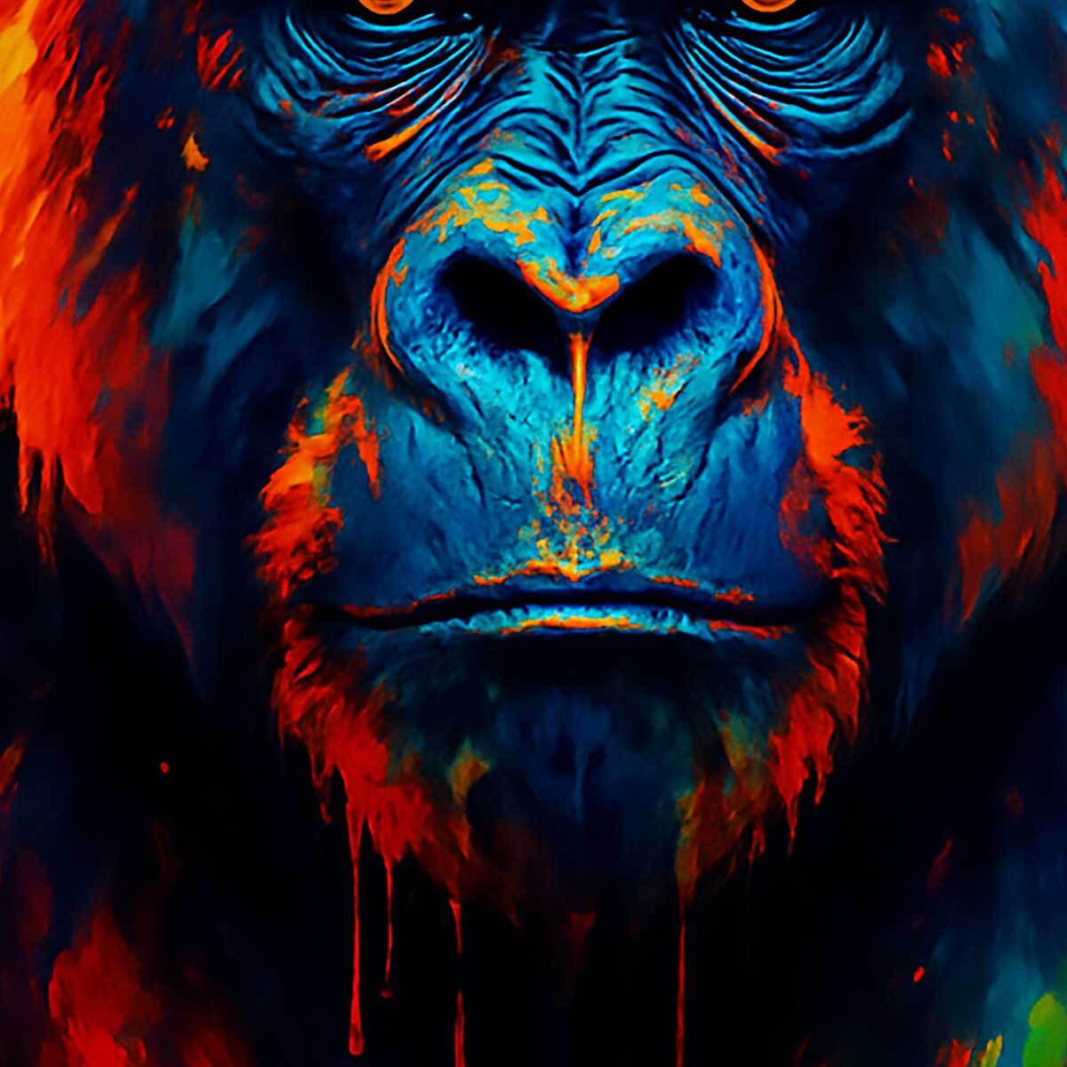 Tableau gorille couleurs intenses Toile imprimée