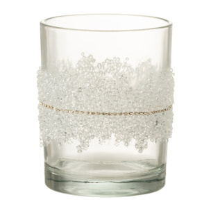 J-Line photophore Glace Diamant Lignes - verre - transparent - large