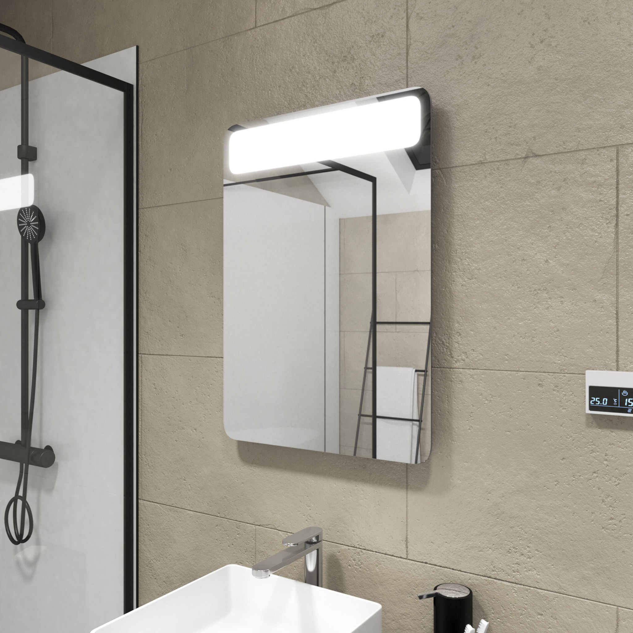 Miroir salle de bain avec bandeau Led - 50x70x5 cm - CLOUD
