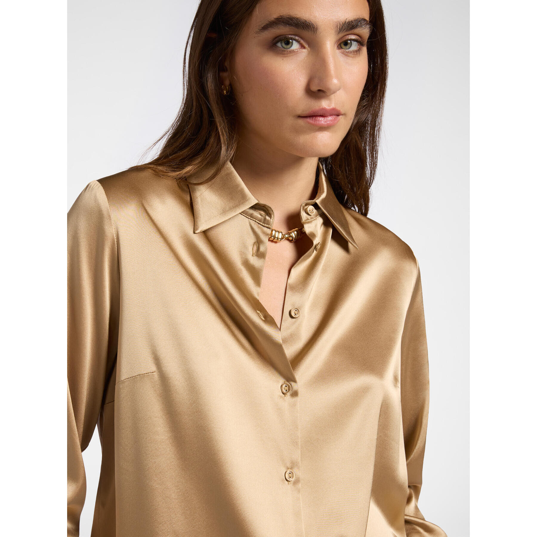 Elena Mirò - Camisa de seda elástica - Beige