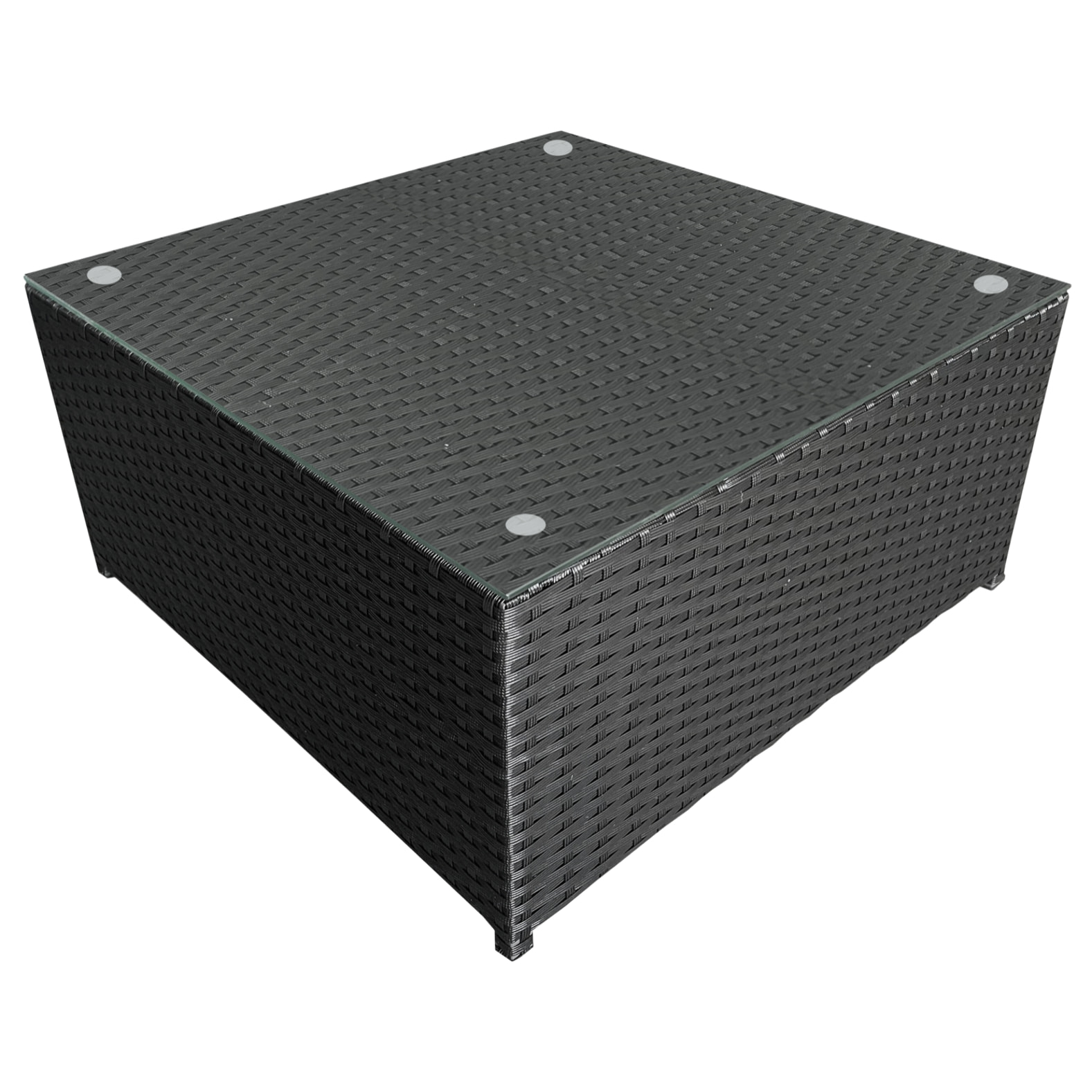 Salon de jardin BONIFACIO en résine tressée noir 6 places - coussin gris