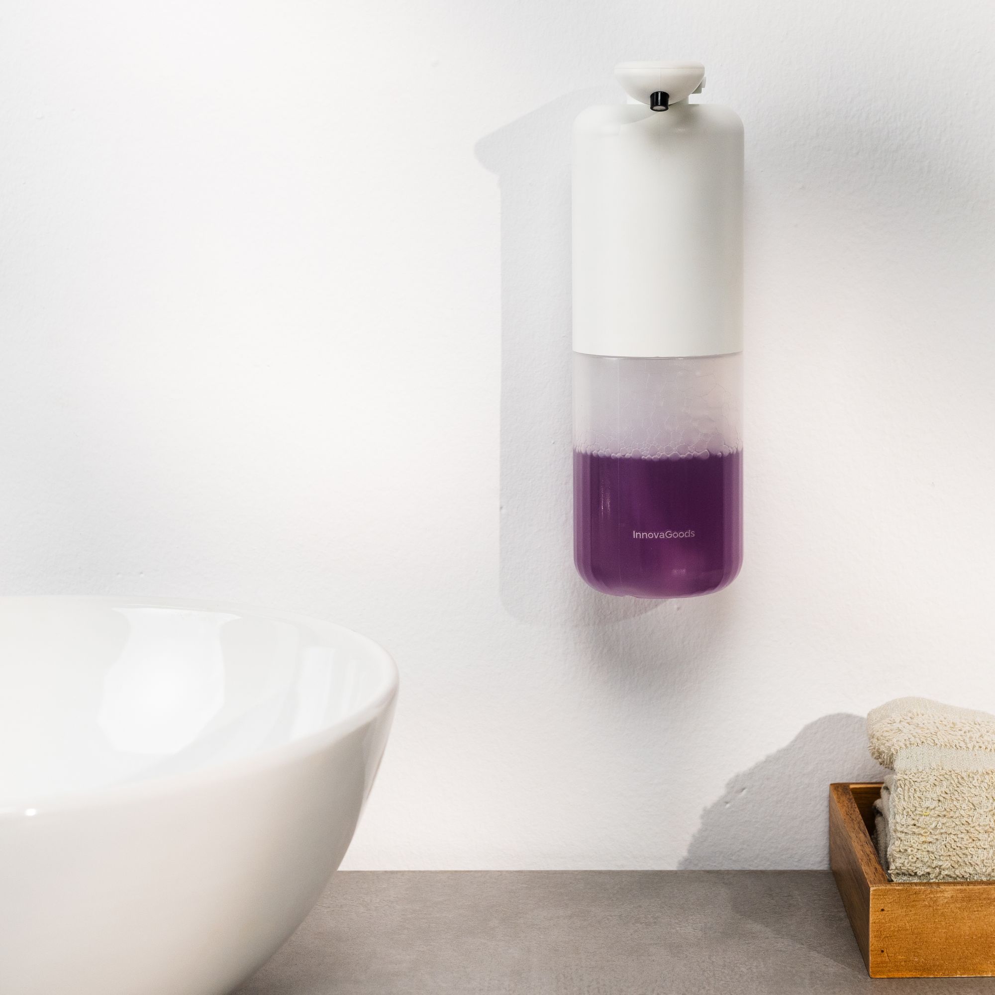 Dispenser di sapone liquido automatico ricaricabile Bitesap - bianco - 11x21,5x6,5 cm