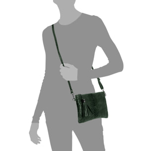 Ermine Bolso bandolera Mujer.Piel auténtica Gamuza Grabado Serpiente