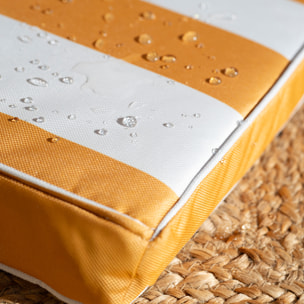 Galette de chaise imperméable déhoussable à rayures ARCACHON - Jaune