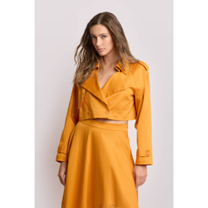 Kocca - Giacca corta stile trench Donna, Tinta unita, Scollo a V