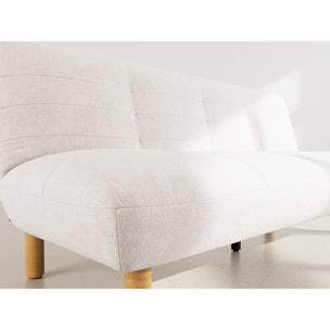 Soan - Banquette 2 places convertible clic-clac en velours texturé - Beige