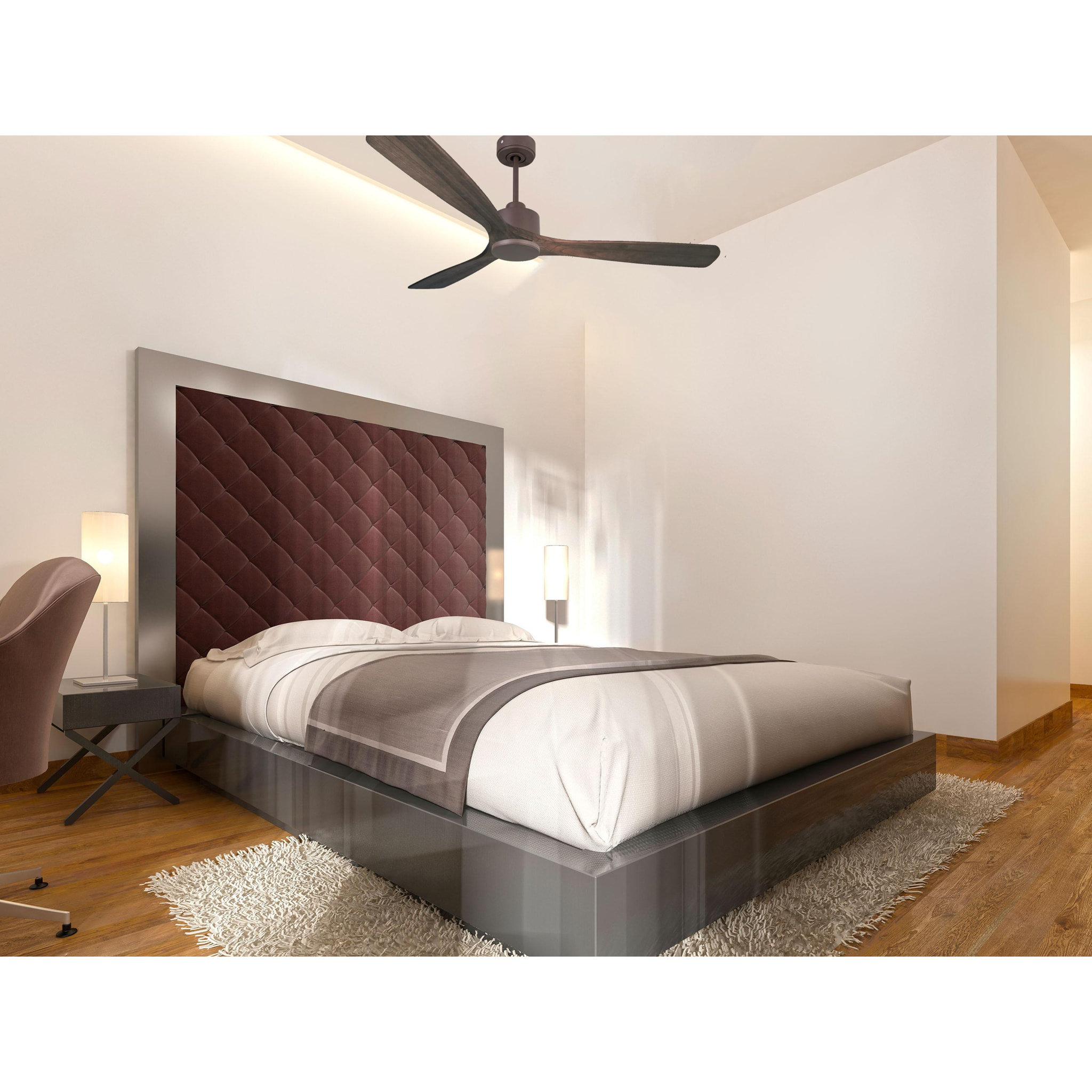 Ventilateur de plafond Réversible  Thermostat Wifi Moteur à courant continu Toits en pente Télécommande Mémoire
