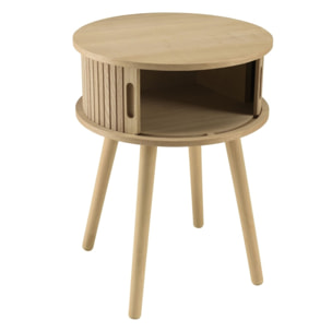 AGATHE - Table de chevet ronde en bois couleur naturelle D40cm