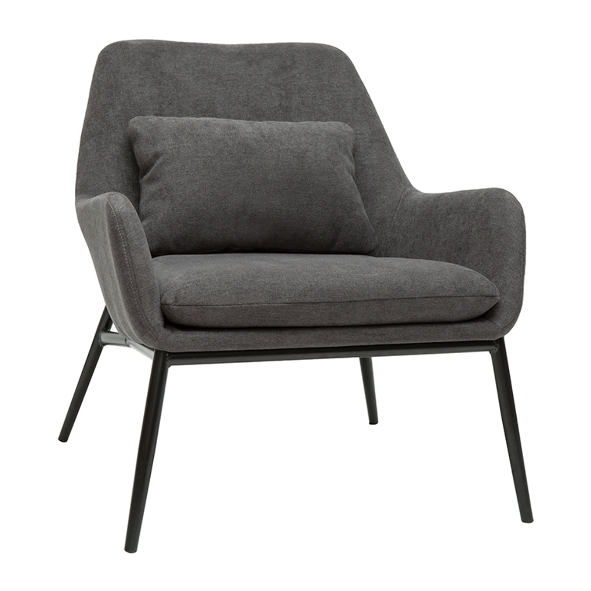 Fauteuil design en tissu effet velours gris foncé et métal noir MAXINE
