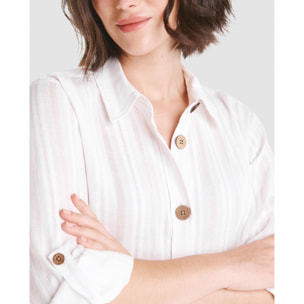 Vestido Blanco Abierto Botones