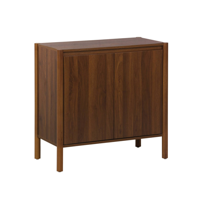 Buffet décor bois 2 portes noyer - 80 x 42 x 78.5 cm - Harmony