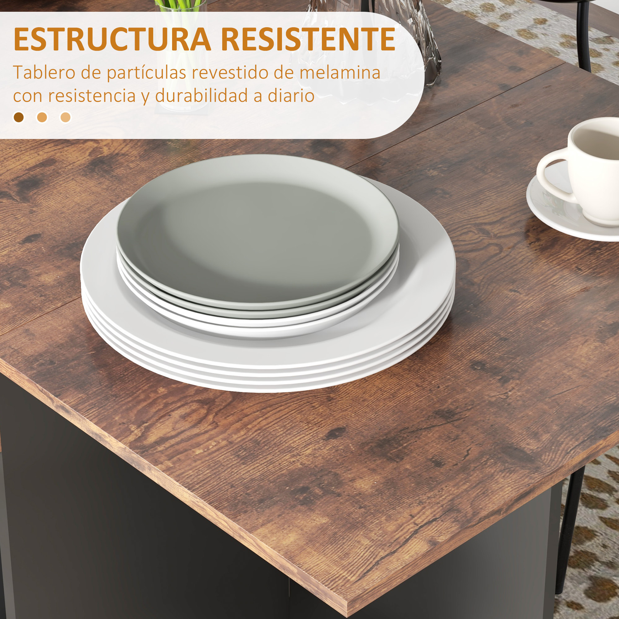 Mesa Plegable de Comedor Mesa de Cocina Plegable con Ruedas Alas Abatibles Cajón y Estantes para 2-4 Personas 120x72x75 cm Marrón Rústico y Negro