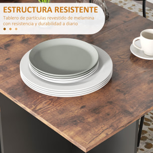 Mesa Plegable de Comedor Mesa de Cocina Plegable con Ruedas Alas Abatibles Cajón y Estantes para 2-4 Personas 120x72x75 cm Marrón Rústico y Negro