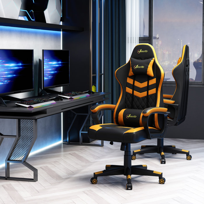 Silla Gaming de Oficina Ergonómica Altura Ajustable Naranja