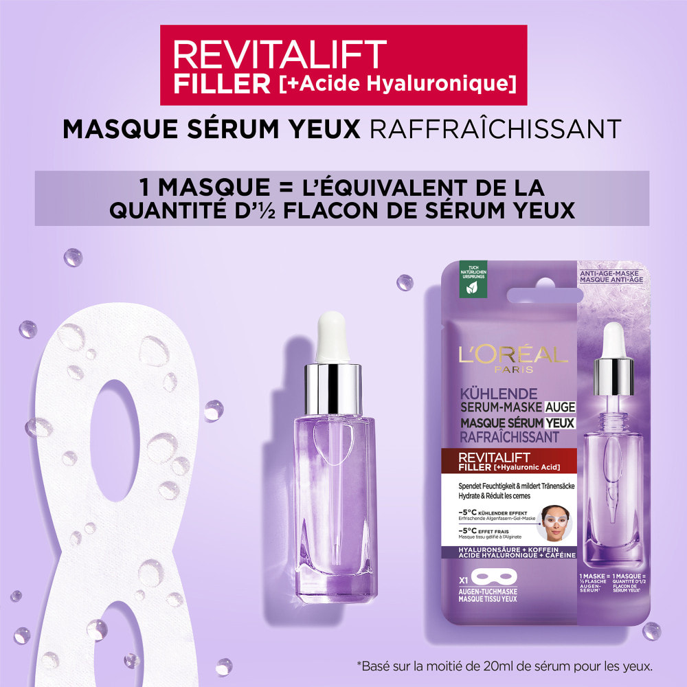 L'Oréal Paris Revitalift Filler Rituel Soins Yeux Anti-Rides à l’Acide Hyaluronique 3 produits