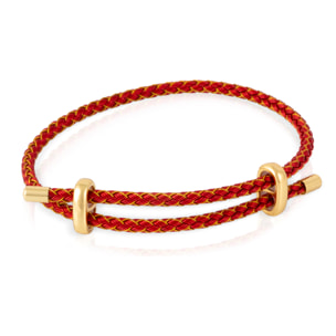 Pack de 3 pulseras trenzadas de doble alambre de acero negro, rojo y verde con cierre cruzado de cobre dorado.